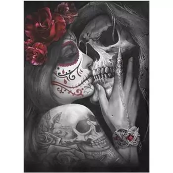 Полный 5D Diy Алмазная картина Череп Поцелуй Вышивка Крестом Домашний Декор Ручной Подарок 20X25CM