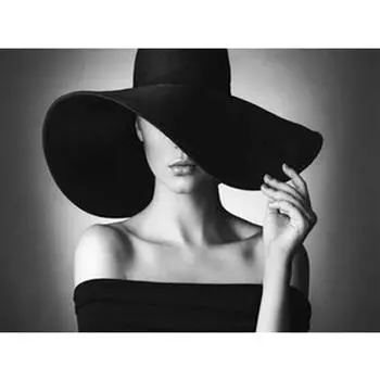 Полный 5D Diy Алмазная картина Черная шляпа Женщина Алмазная вышивка Полный вышивка крестиком Домашний декор Подарок ручной работы 20x30cm