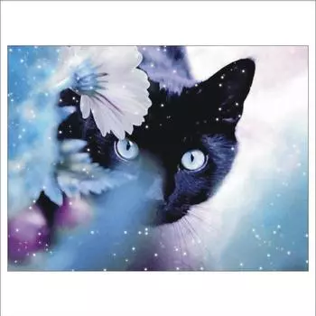 Полный 5D Diy Алмазная картина Черный кот Алмазная вышивка Полный лежал вышивка крестом Домашний декор Подарок ручной работы 20x30cm