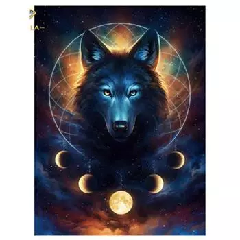 Полный 5D Diy Алмазная картина Черный волк Мозаика Вышивка Крестом Домашний декор Ручной подарок Подарок 20X25CM
