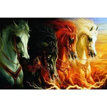 Полный 5D Diy Алмазная картина Четыре цвета лошади Алмазная вышивка Крестом Домашний декор Ручная работа 25x30cm