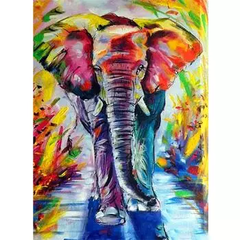 Полный 5D Diy Алмазная картина Цвет мамонта слона Вышивка крестом Домашний декор Подарок ручной работы 25x30cm
