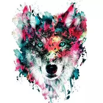 Полный 5D Diy Алмазная картина Цветная голова волка Алмазная вышивка Полный набор аниме Наборы для вышивки крестом Домашний декор Подарок ручной работы Round 20x30cm