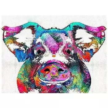 Полный 5D Diy Алмазная картина Цветная голова свиньи Вышивка крестом Домашний декор Подарок ручной работы 25x30cm