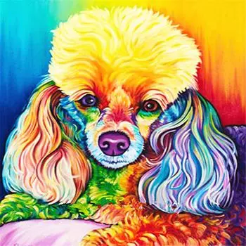Полный 5D Diy Алмазная картина Цветной пудель Алмазная вышивка Полный набор аниме Наборы для вышивки крестом Домашний декор Подарок ручной работы Round 25x25cm