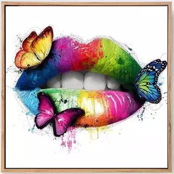 Полный 5D Diy Алмазная картина Цветные губы Алмазная вышивка Крестом Домашний декор Подарок ручной работы 25x25cm