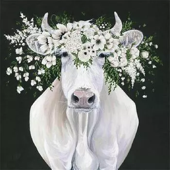 Полный 5D Diy Алмазная картина Цветочная корова Алмазная вышивка Наборы для вышивки крестом Домашний декор Подарки ручной работы Round 25x25cm