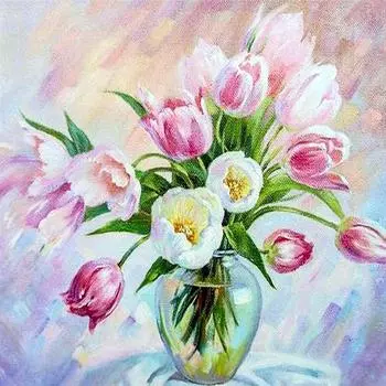 Полный 5D Diy Алмазная картина Цветочная ваза Мозаика Вышивка Крестом Домашний декор Ручной подарок Подарок 25x25cm