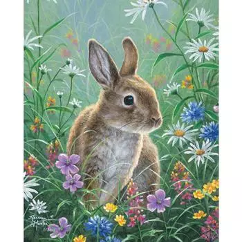 Полный 5D Diy Алмазная картина Цветочный кролик Алмазная вышивка Полный лежал вышивка крестом Домашний декор Подарок ручной работы 20x30cm