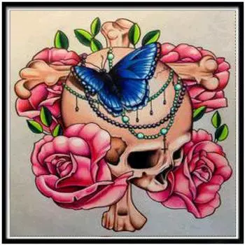 Полный 5D Diy Алмазная картина Цветы и бабочка Вышивка крестом Домашний декор Подарок ручной работы 25x25cm