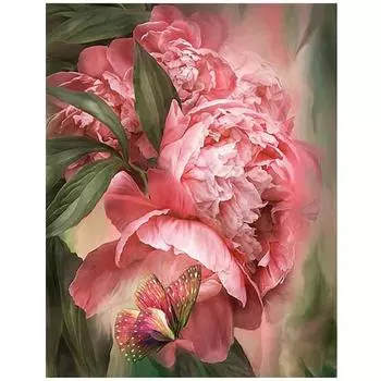 Полный 5D Diy Алмазная картина «Цветы и бабочки» Вышивка крестиком Домашний декор Ручная работа 25x30cm