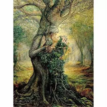 Полный 5D Diy Алмазная картина Дерево Бог Пара Вышивка Крестом Домашний Декор Ручной Подарок 25x30cm