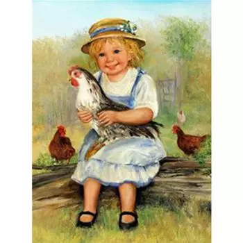 Полный 5D Diy Алмазная картина Девушка держит курицу Вышивка крестиком Домашний декор Подарок ручной работы 20X25CM