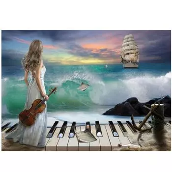 Полный 5D Diy Алмазная картина Девушка Музыкальный мир Вышивка Крестом Домашний Декор Подарок ручной работы 20X25CM