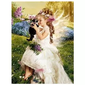 Полный 5D Diy Алмазная картина Девушка с кошкой Вышивка крестиком Домашний декор Подарок ручной работы 20X25CM