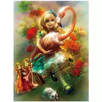 Полный 5D Diy Алмазная картина Девушка с фламинго Вышивка крестиком Домашний декор Подарок ручной работы 25x30cm