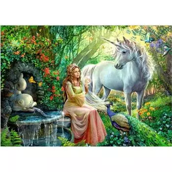 Полный 5D Diy Алмазная картина Девушка с белой лошадью Вышивка крестом Домашний декор Подарок ручной работы 20X25CM
