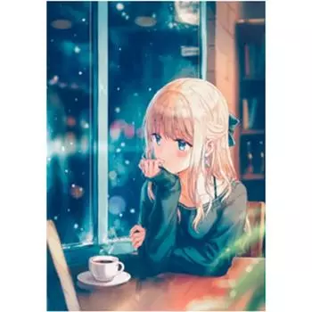 Полный 5D Diy Алмазная картина Девушка смотрит в окно Вышивка крестиком Домашний декор Ручная работа 25x30cm