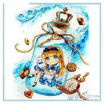 Полный 5D Diy Алмазная картина Девушка в бутылке Алмазная вышивка Крестом Домашний декор Ручная работа 25x25cm