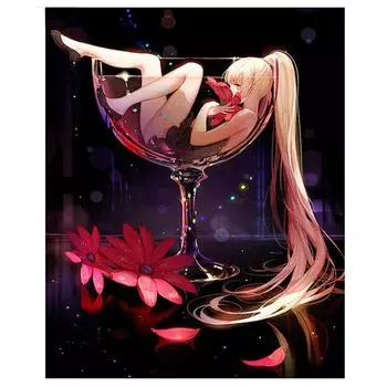 Полный 5D Diy Алмазная картина Девушка в чашке Алмазная вышивка Крестом Домашний декор Ручная работа 25x30cm
