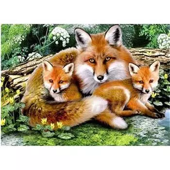 Полный 5D Diy Алмазная картина Дикая лиса Семья Вышивка Крестом Домашний декор Подарок ручной работы 25x30cm