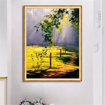 Полный 5D Diy Алмазная картина Дикая трава пейзаж Вышивка крестом Домашний декор Подарок ручной работы 25x30cm