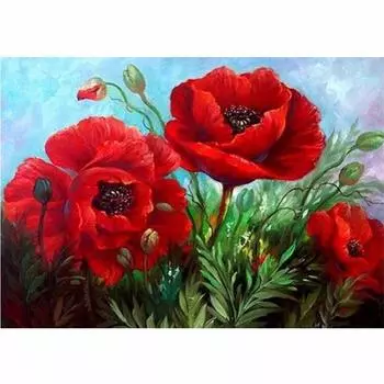 Полный 5D Diy Алмазная картина Дикий красный цветок Вышивка Крестом Домашний декор Ручной подарок Подарок 25x30cm