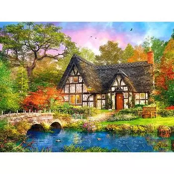 Полный 5D Diy Алмазная картина Дом Пейзаж Мозаика Вышивка Крестом Домашний Декор Ручной Подарок 25x30cm