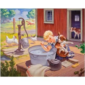 Полный 5D Diy Алмазная картина Домашняя собака Ванна Алмазная вышивка Крестом Домашний декор Подарок ручной работы 25x30cm