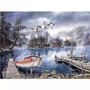 Полный 5D Diy Алмазная картина Дождь в сельской местности Вышивка крестом Домашний декор Подарок ручной работы 25x30cm