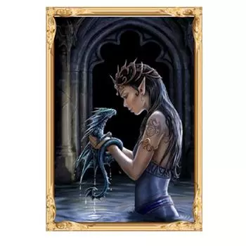 Полный 5D Diy Алмазная картина Драконенок Мультфильм Лошадь Вышивка Крестом Домашний Декор Ручной Работы 25x30cm