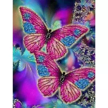 Полный 5D Diy Алмазная картина Две фиолетовые бабочки Вышивка крестом Домашний декор Подарок ручной работы 25x30cm