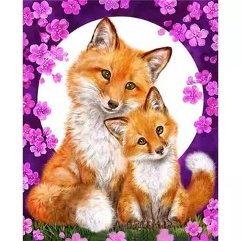Полный 5D DIY Алмазная картина две милые лисы Алмазная вышивка Наборы мозаики для вышивки крестом Домашний декор Подарки ручной работы Round 20x30cm