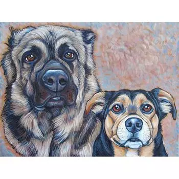 Полный 5D Diy Алмазная картина Две серые собаки Вышивка крестом Домашний декор Подарок ручной работы 25x30cm