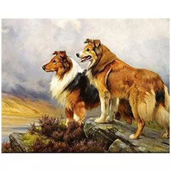 Полный 5D Diy Алмазная картина Две сторожевые собаки Вышивка крестом Домашний декор Подарок ручной работы 25x30cm