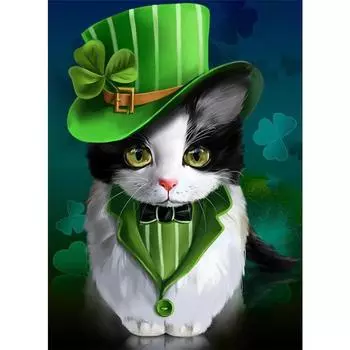 Полный 5D Diy Алмазная картина Джентльмен Кот Дрель Вышивка Крестом Домашний Декор Подарок ручной работы 25x30cm
