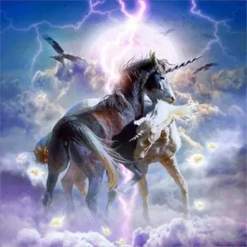 Полный 5D Diy Алмазная картина Единорог Битва Мультфильм Вышивка Крестом Домашний Декор Ручной Подарок 25x25cm
