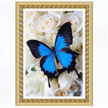 Полный 5D Diy Алмазная картина Фиолетовая бабочка Вышивка Крестом Домашний декор Подарок ручной работы 20X25CM