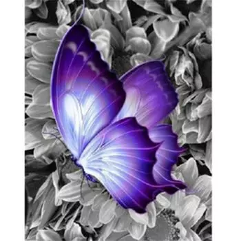 Полный 5D Diy Алмазная картина Фиолетовая бабочка Картина Вышивка Крестом Домашний Декор Ручная работа 25x30cm