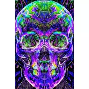 Полный 5D Diy Алмазная картина Фиолетовый Череп Вышивка Крестом Домашний Декор Ручной Подарок 25x30cm