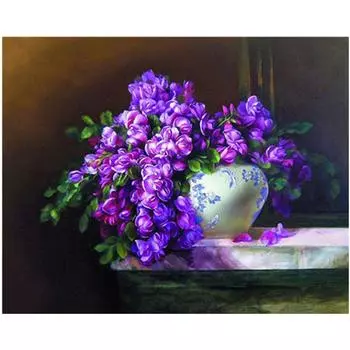 Полный 5D Diy Алмазная картина Фиолетовый цветок Алмазная вышивка Крестом Домашний декор Подарок ручной работы 25x30cm