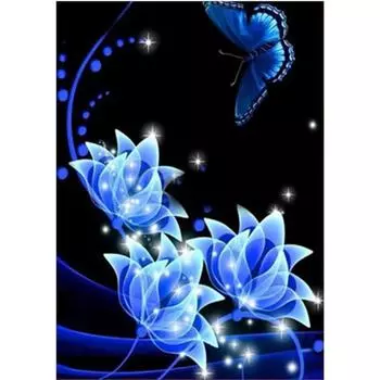 Полный 5D Diy Алмазная картина Фиолетовый цветок Алмазная вышивка Наборы для вышивки крестом Домашний декор Подарок ручной работы 20x30cm