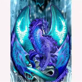 Полный 5D Diy Алмазная картина Фиолетовый Дракон Дрель Вышивка Крестом Домашний Декор Ручной Подарок 25x30cm