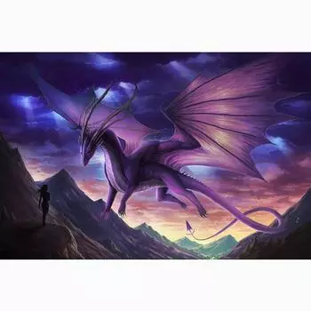 Полный 5D Diy Алмазная картина Фиолетовый Летающий дракон Алмазная вышивка Полный вышивка крестиком Домашний декор Подарок ручной работы 20x30cm