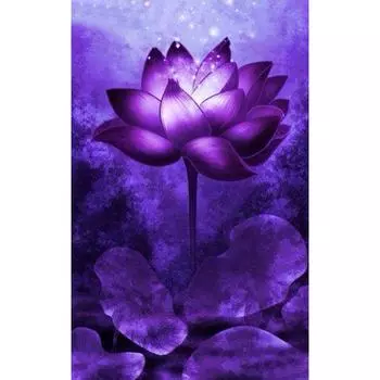 Полный 5D Diy Алмазная картина Фиолетовый лотос Алмазная вышивка Полный лежал вышивка крестом Домашний декор Подарок ручной работы 20x30cm