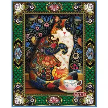 Полный 5D Diy Алмазная картина Фирма Кошка Вышивка Крестом Домашний Декор Ручной Подарок 20X25CM