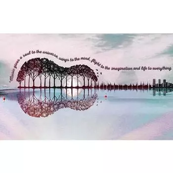 Полный 5D Diy Алмазная картина Гитара Пейзаж Вышивка Крестом Домашний Декор Ручной подарок 25x30cm