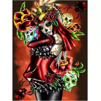 Полный 5D Diy Алмазная картина Гламурный Роскошный Череп Вышивка Крестом Домашний Декор Подарок ручной работы 25x30cm