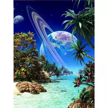 Полный 5D DIY Алмазная картина Голубая планета Алмазная вышивка Мозаика Наборы вышивки крестом Домашний декор Подарки ручной работы Round 20x30cm