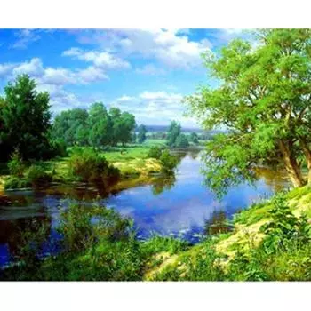 Полный 5D Diy Алмазная картина Голубая река Вышивка Крестом Домашний декор Ручной подарок Подарок 25x30cm
